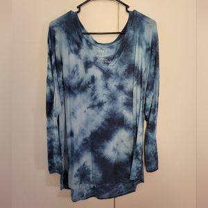 Torrid Blue Tie Dye Long Sleeve Tee